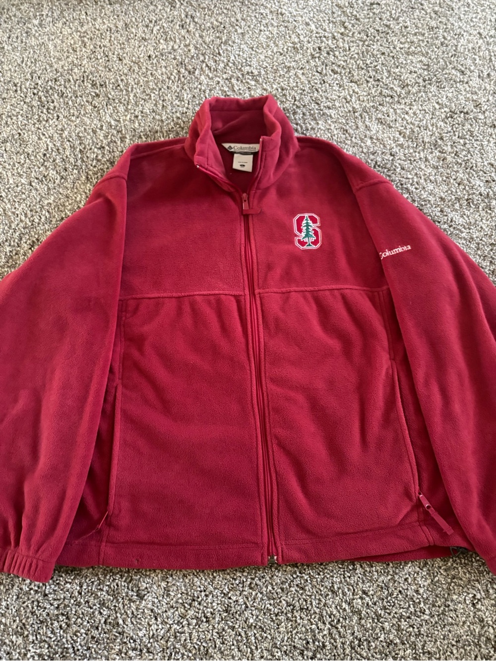Stanford Columbia Men's Red Full-Zip Fleece Jacket - Size L